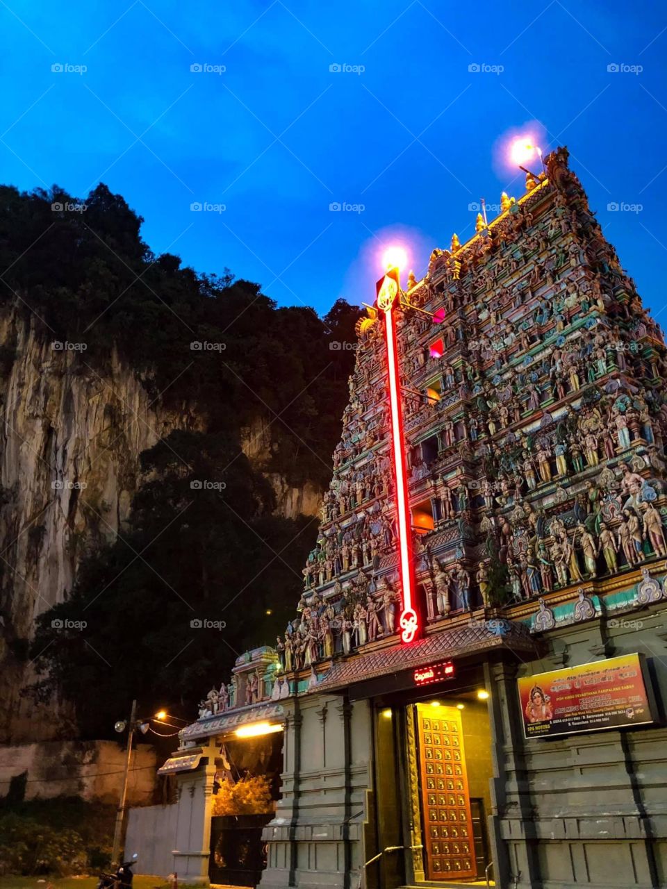 Hindu temple at night 