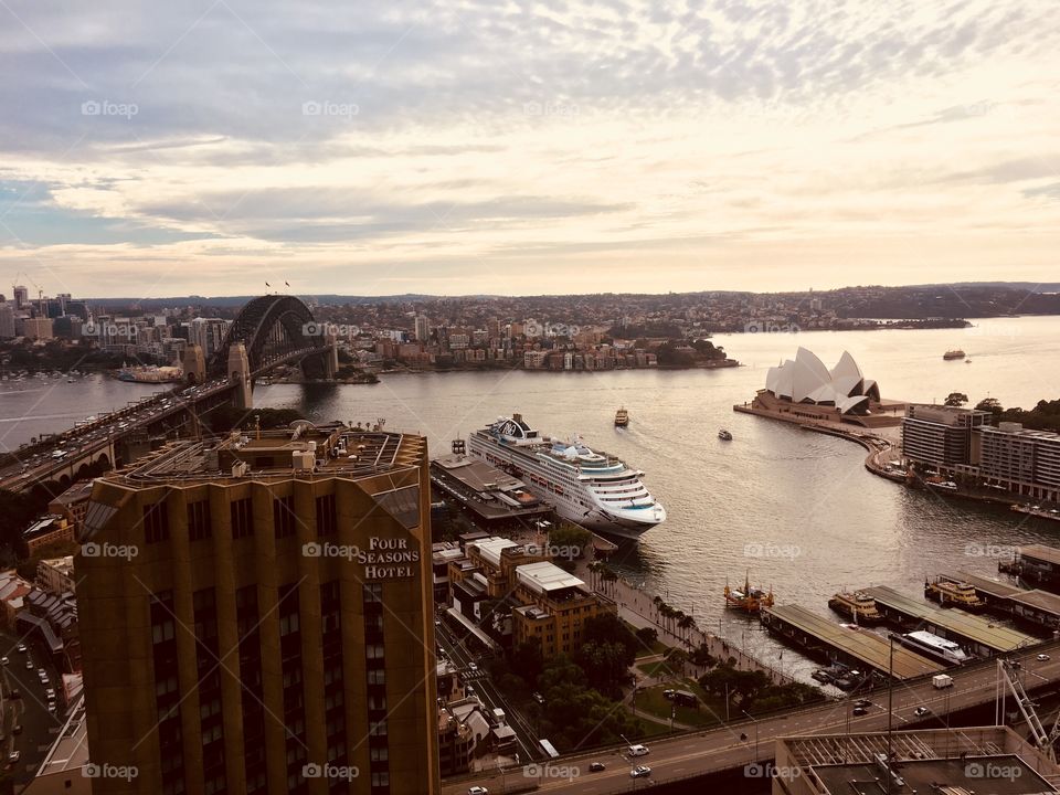 Looking over Sydney in the early morning with beautiful views 