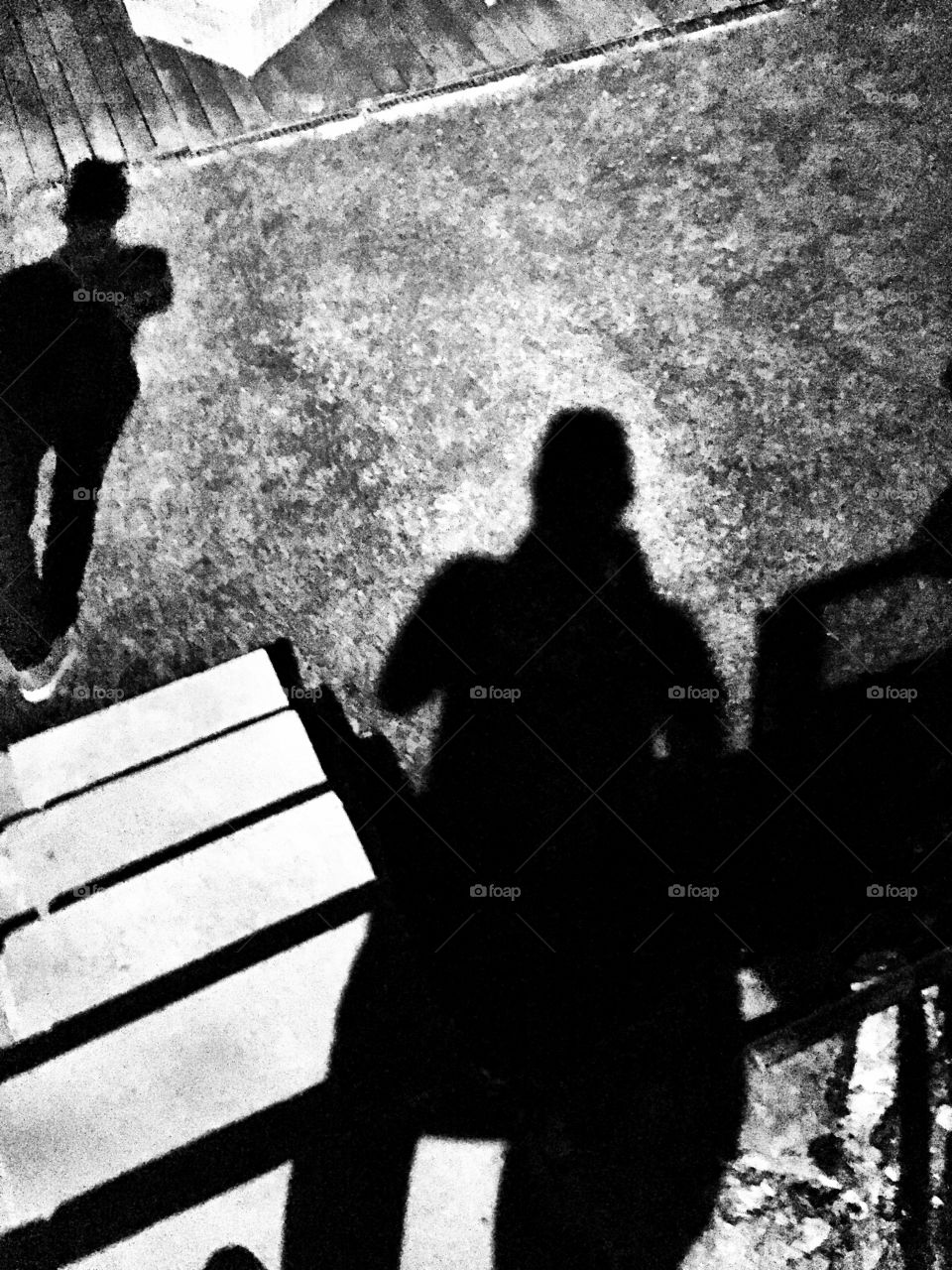 Black and white shadow father and son