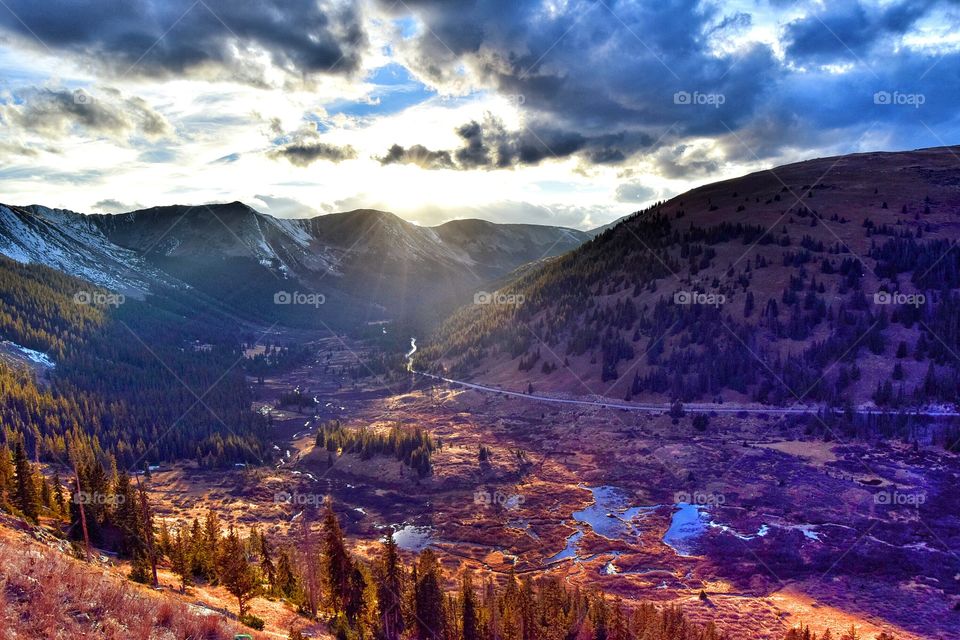 Scenics view of mountains during sunset