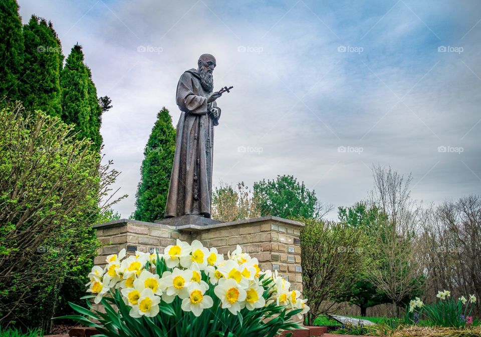view of statue at national shrine of padre pio