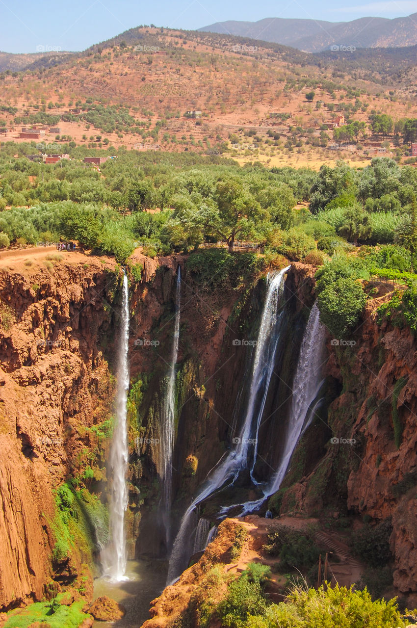 Ouzoud Falls from above. Short trek outside of the Ouzoud village to see the falls from above