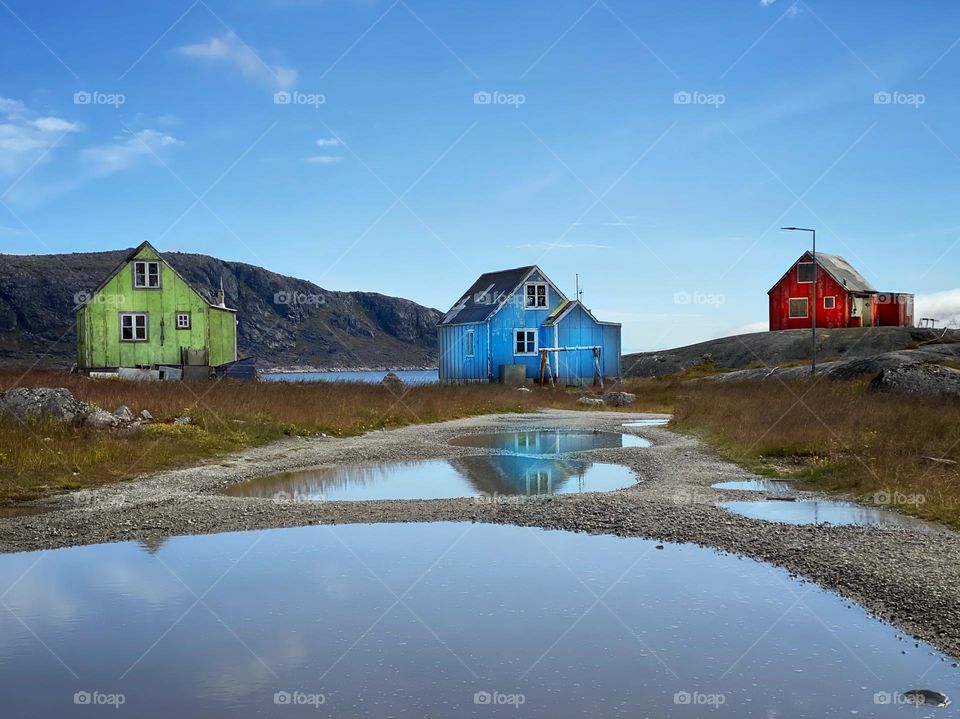 Colorfully painted houses in Nanortalik, Greenland 