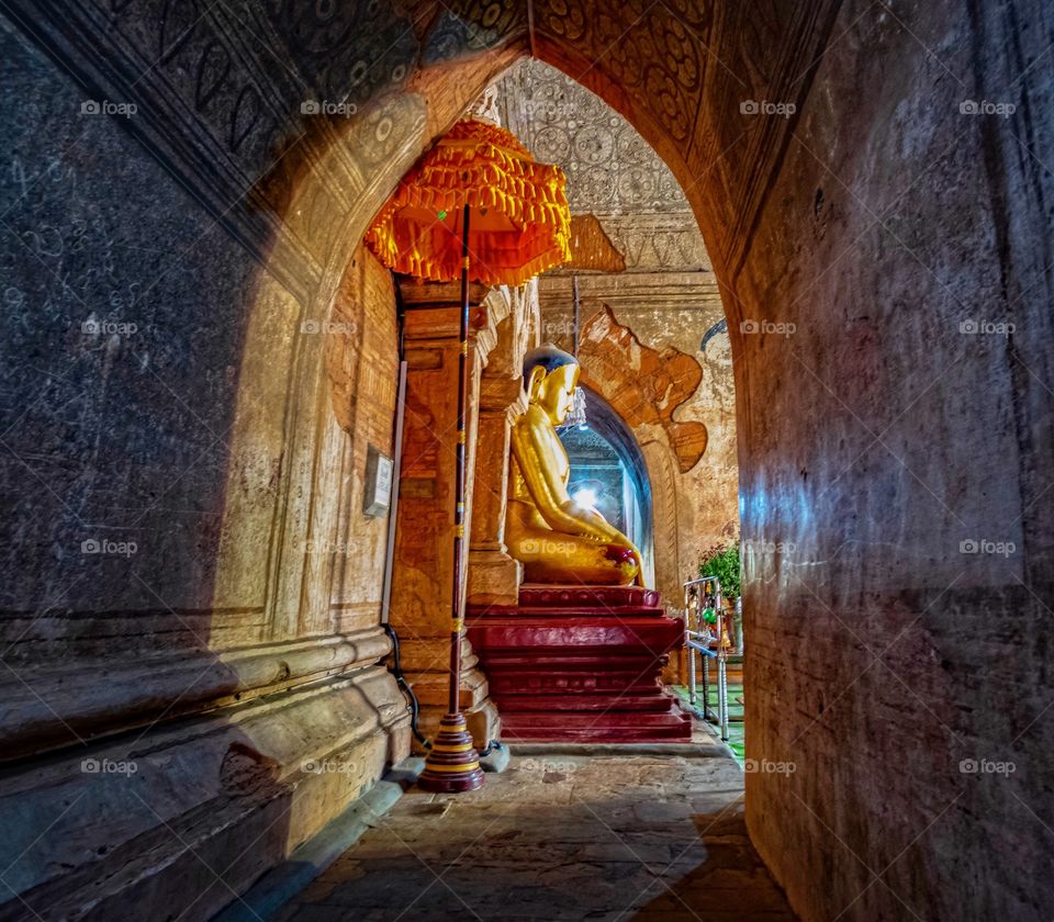 Beautiful Buddha in pagoda at Bagan Myanmar 