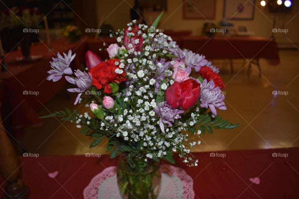 Red valentines flower arrangement 