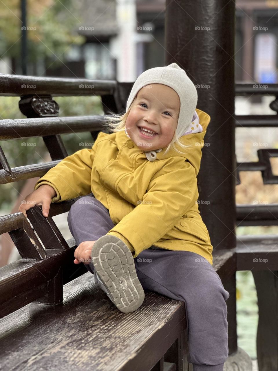 Happy baby smiling outdoor 