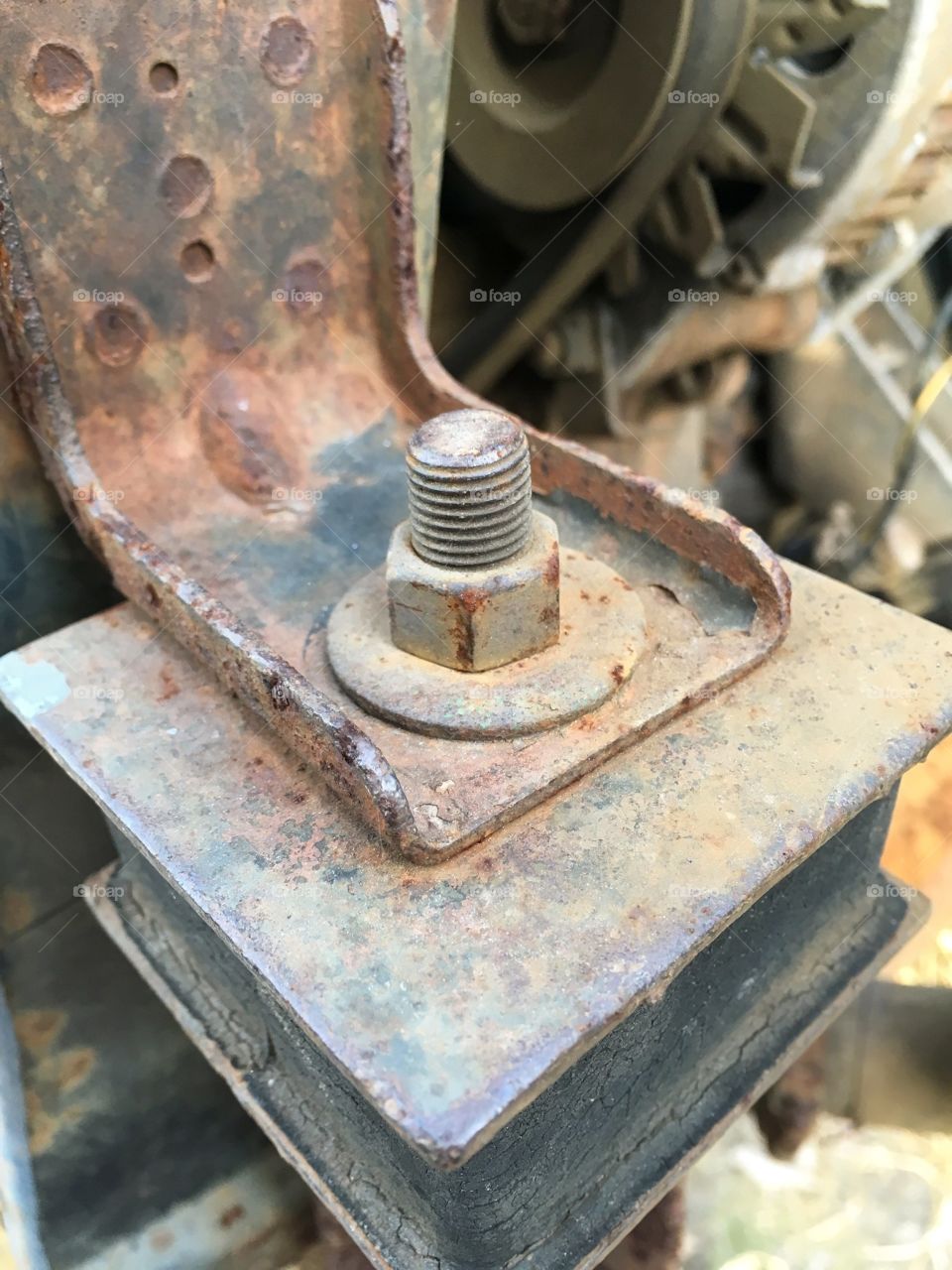 Close up old bolt nut