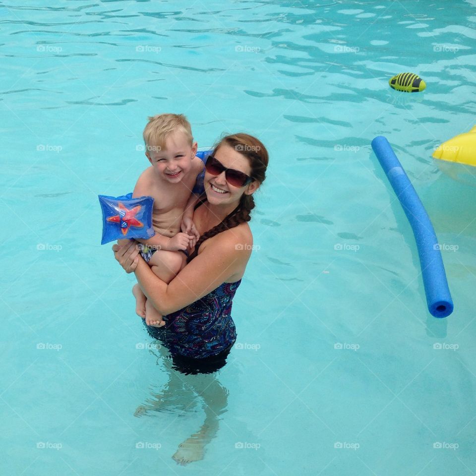 Mommy and son pool day 