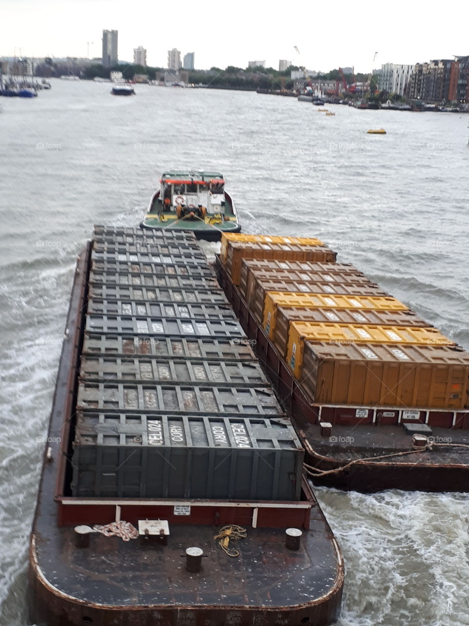 Tug Boat And Barges