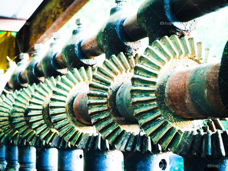 Drill Gears. The gears of an old industrial drilling machine