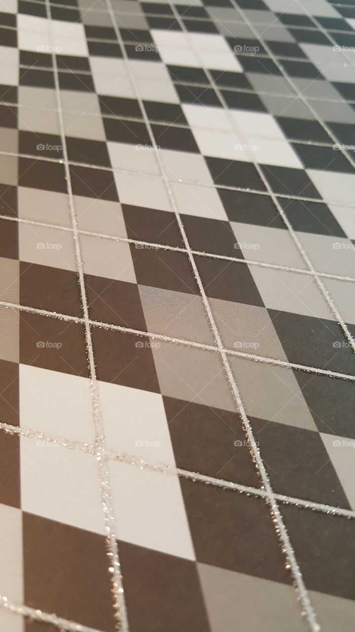 Close-up view of a black and white scrapbook page