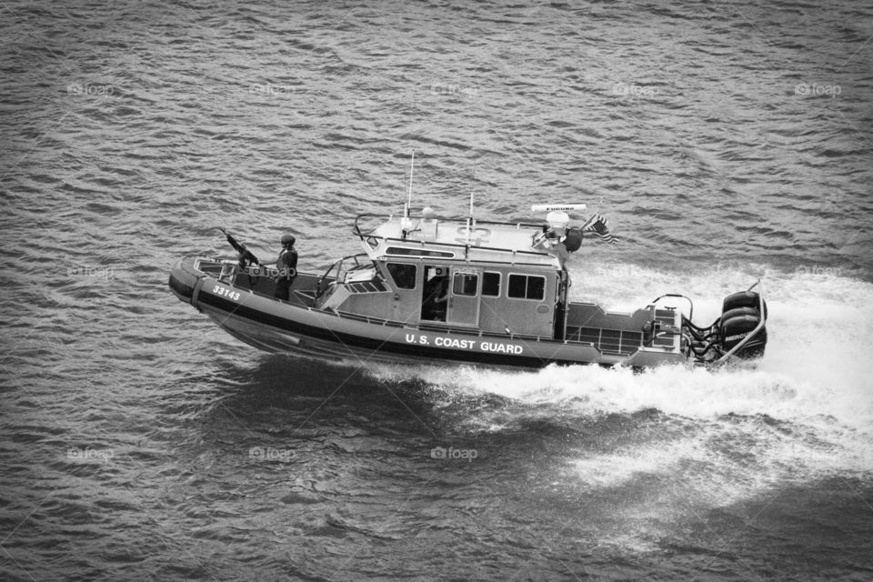 Black & White, U.S. Coast Guard boat in San Juan, PR