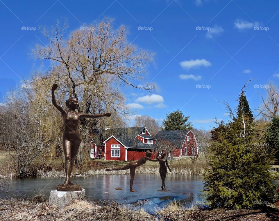 "Degas' dancers on the pond"

The statues are originally from the Clark Art Institute's collection that I superimposed on one of our local ponds. 