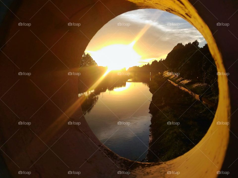 snapshot sunset in reservoir