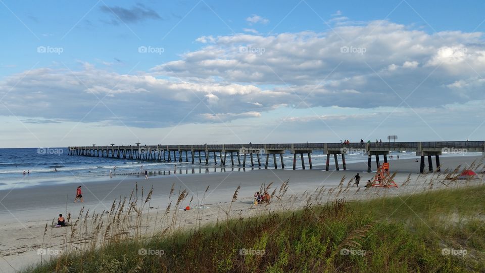 View of pier on sea