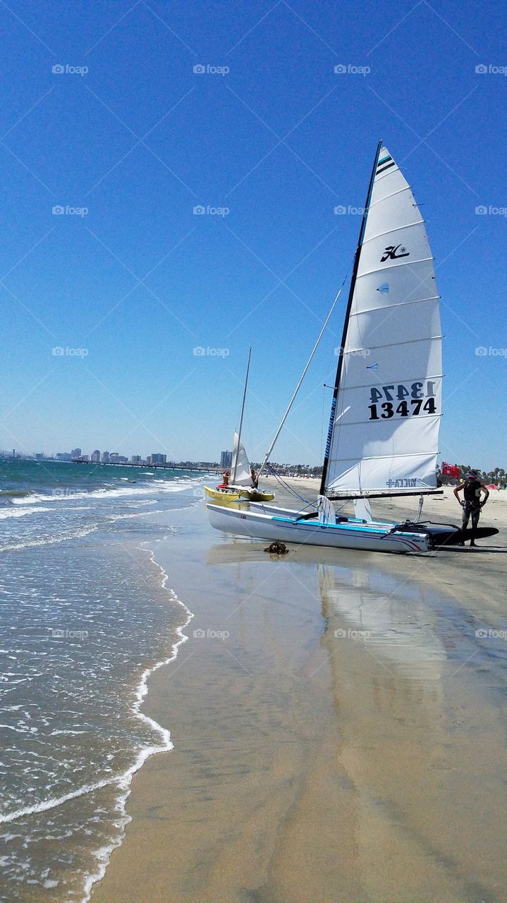 getting ready to set sail in Huntington Beach, California