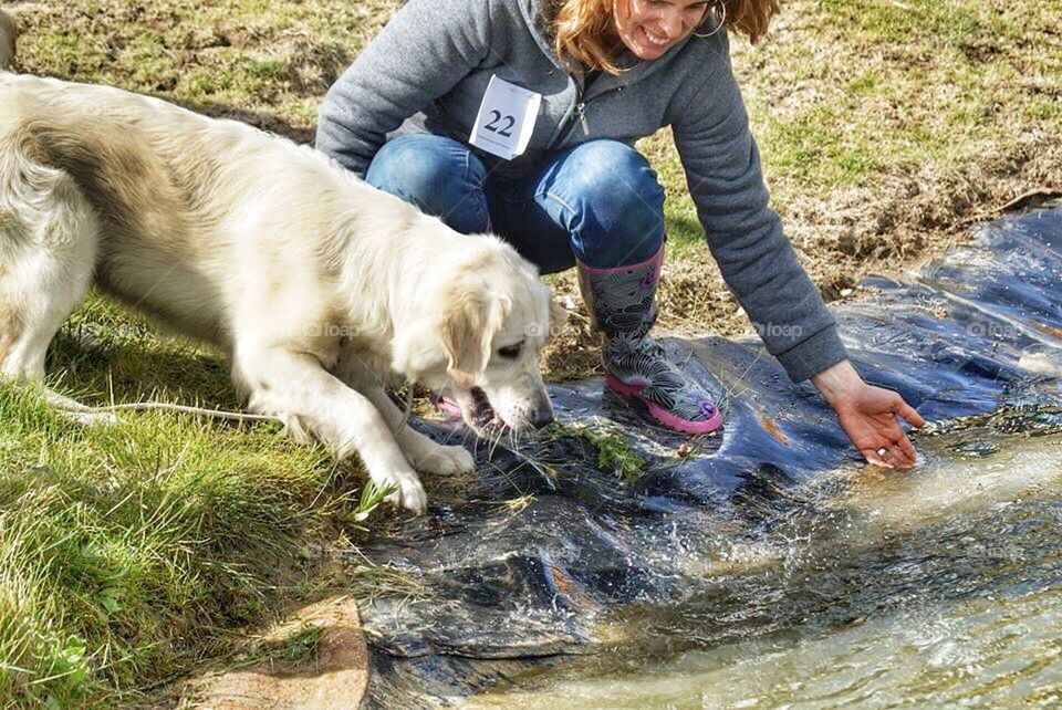 Zoe curious about the lake