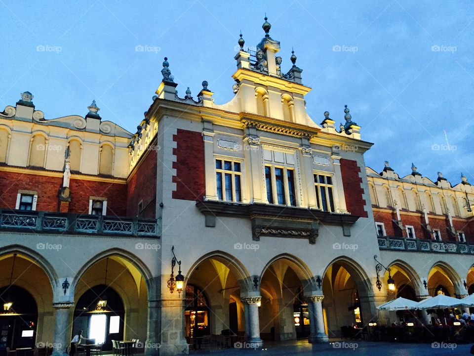 Sukiennice. Evening in Krakow