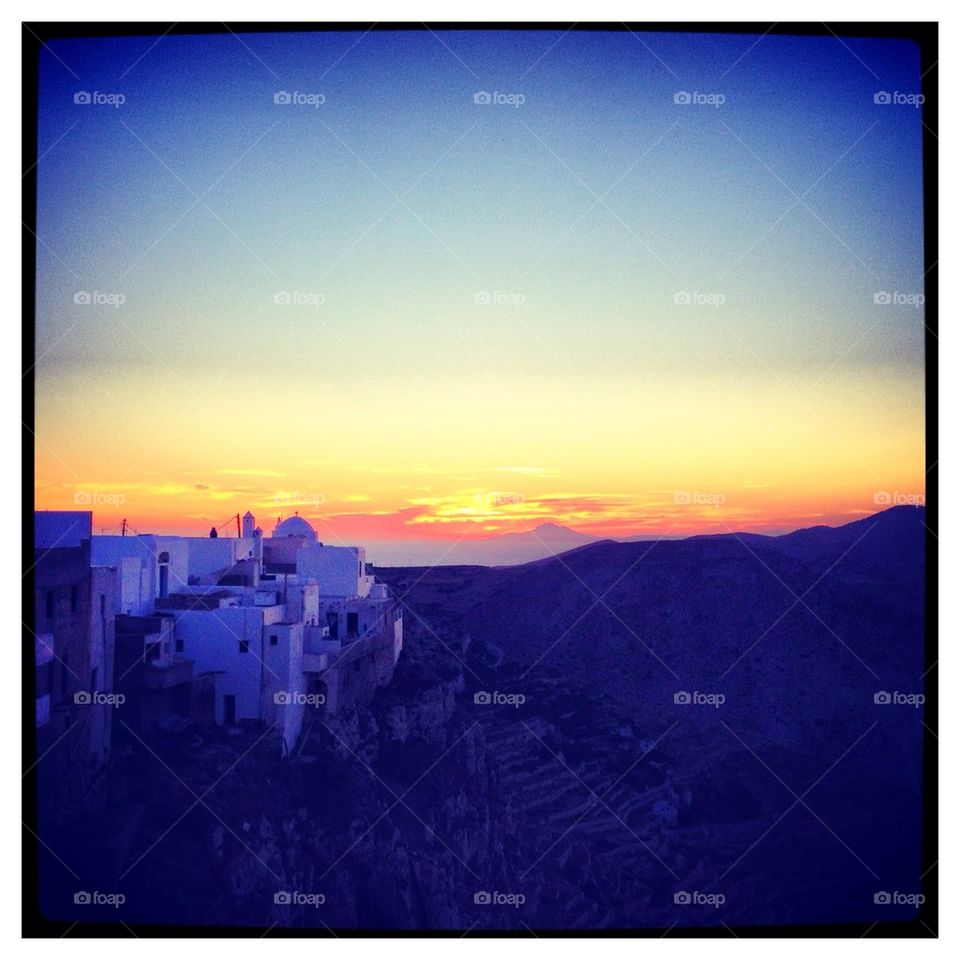 Sunset at the edge of Folengandros