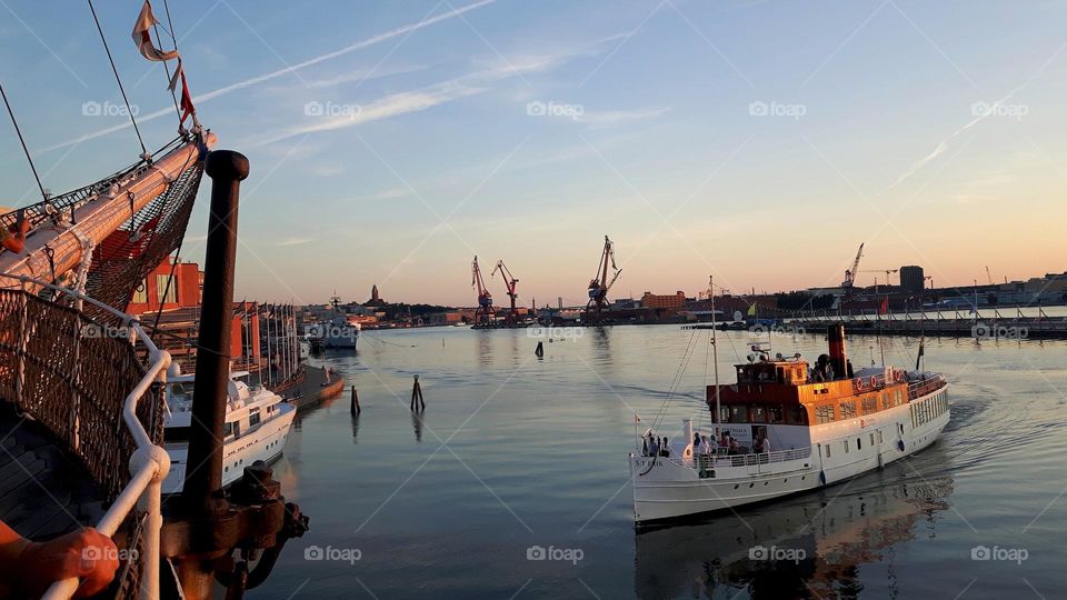 Sunset in Gothenburg harbour