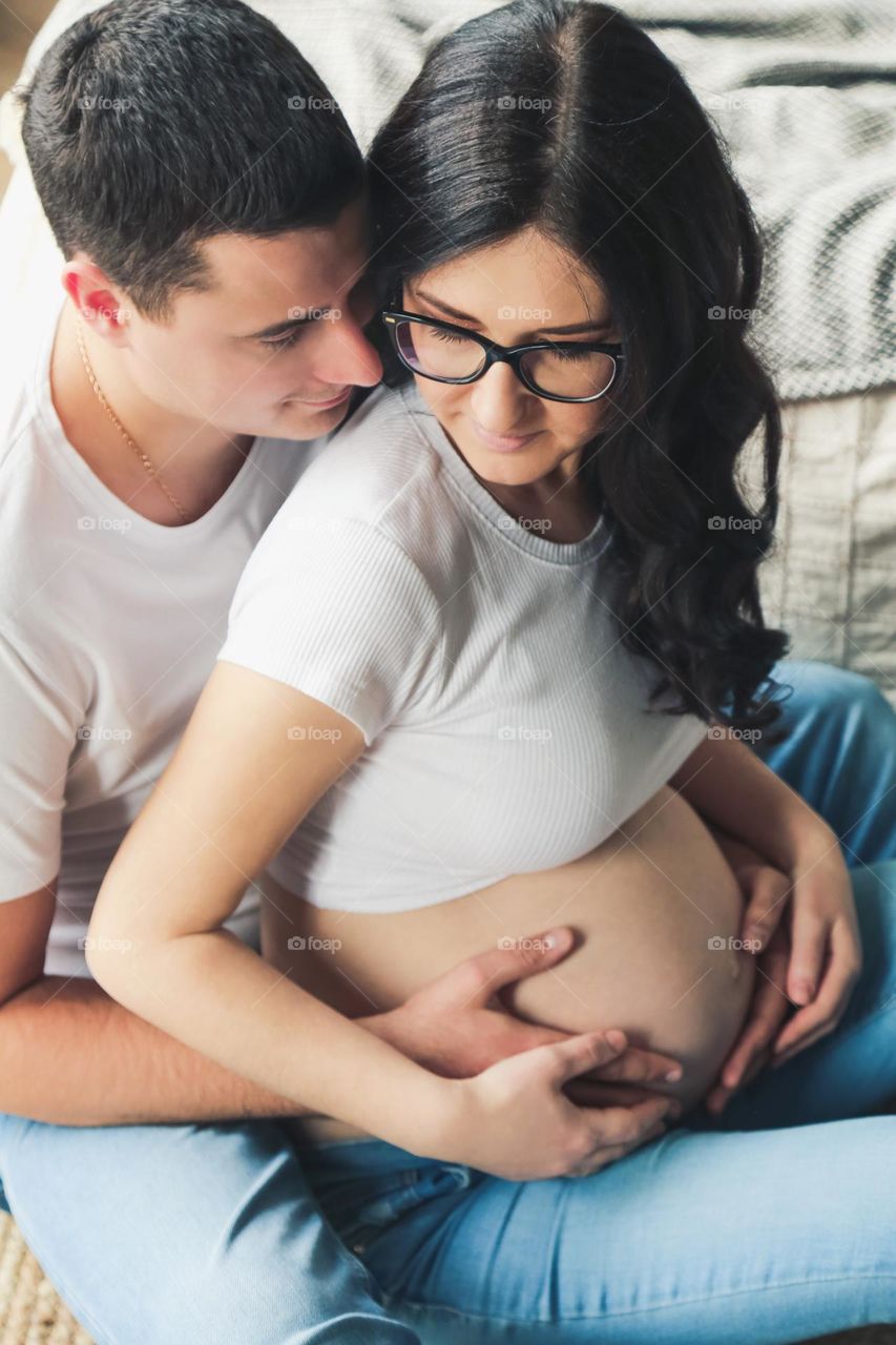Couple fall in love. Pregnancy