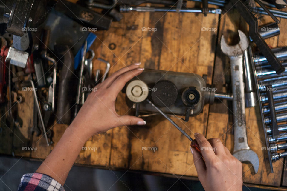 Working in the garage