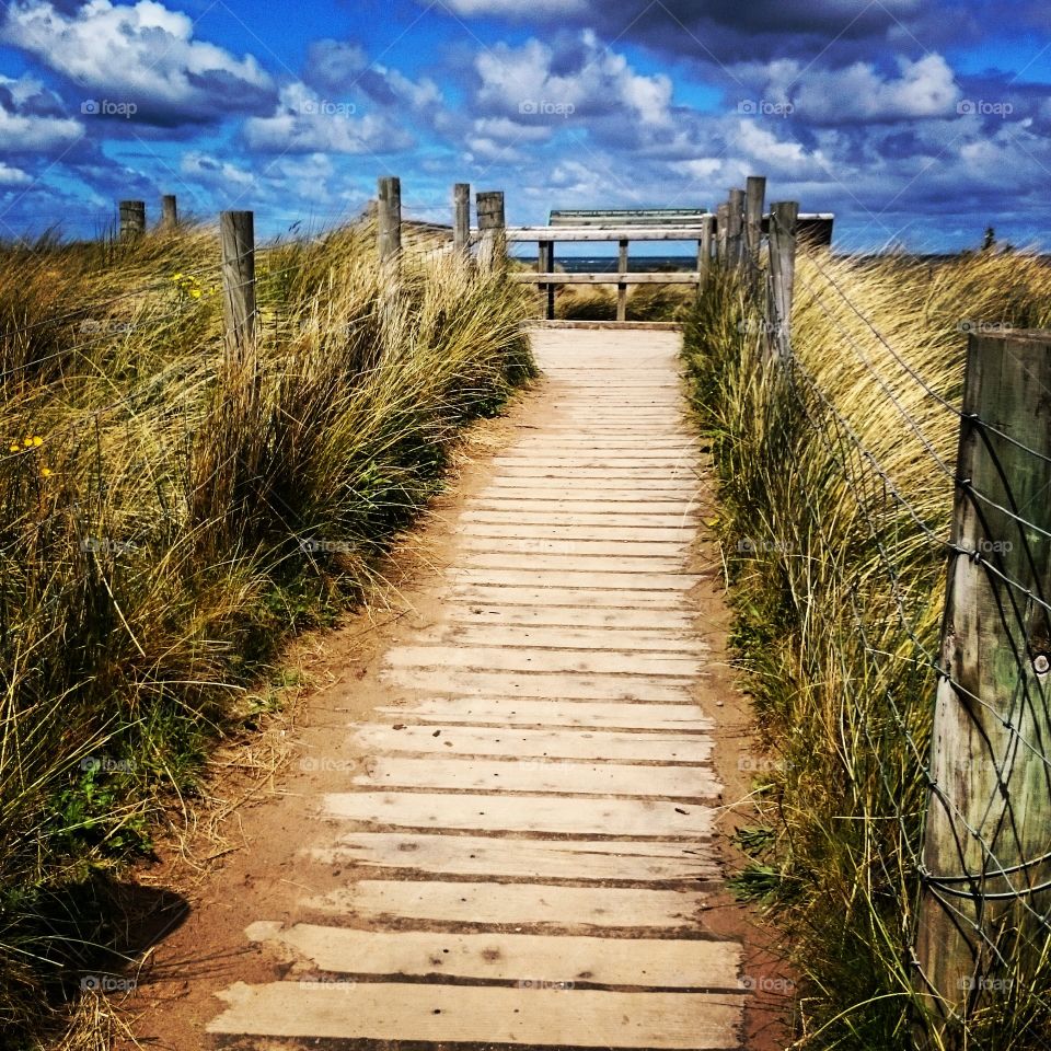 Wooden walkway to beach