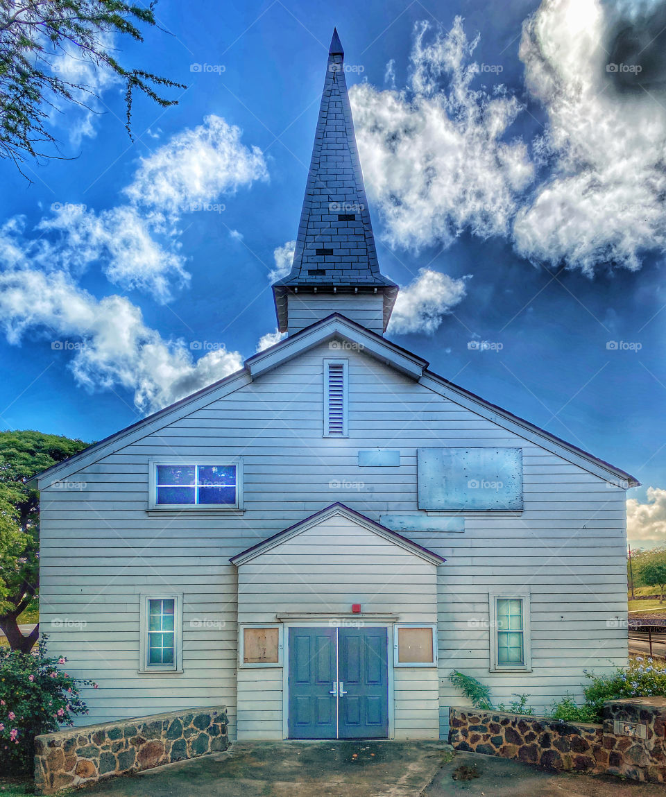 Abandoned country church building 