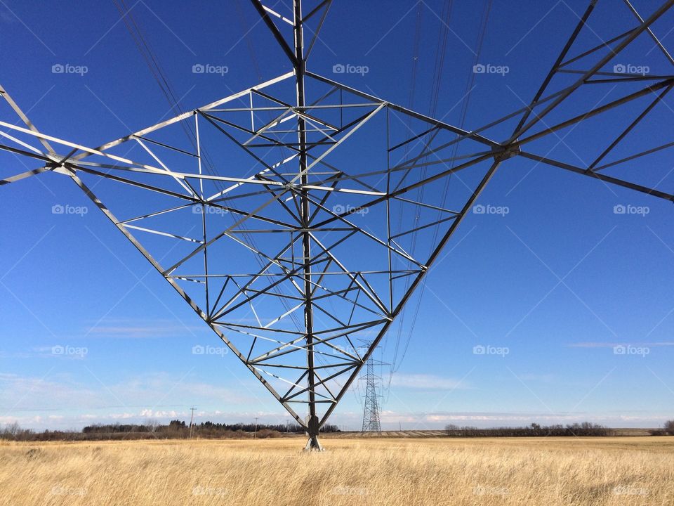 Landscape picture of the base of a hydro tower 