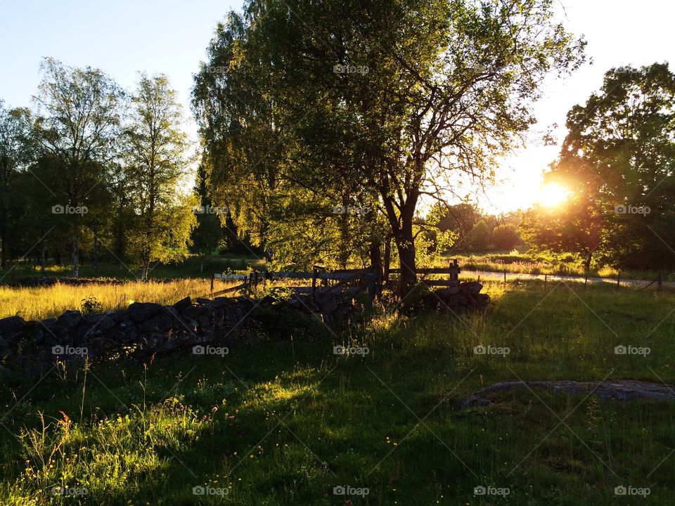 Sunset. Sunset with country views