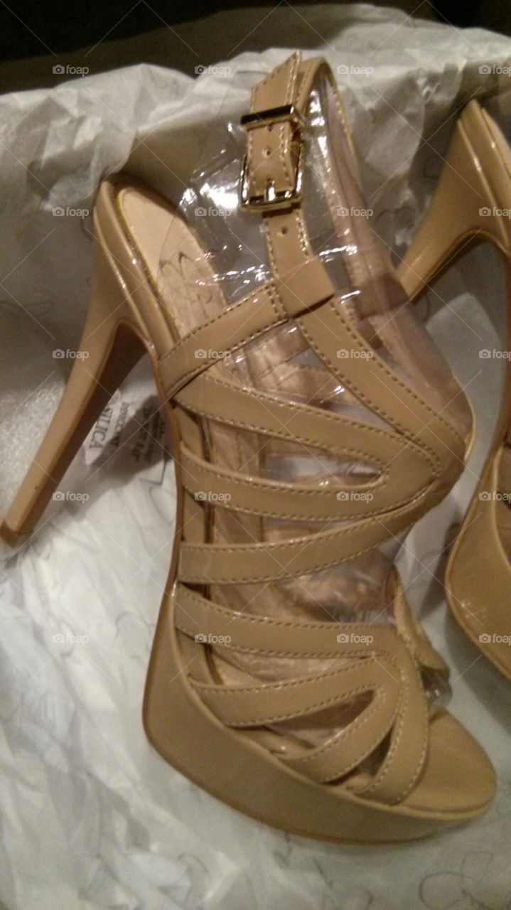 high heels. Nude high heeled sandal shoes