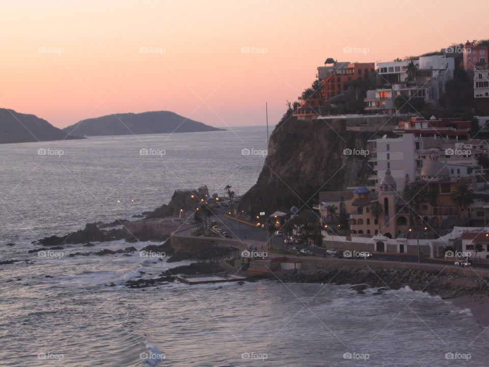 sunset sea ocean mountain by mauimar