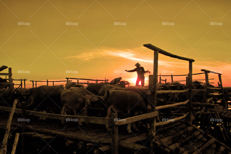 Sunset at Nagara, South Borneo, Indonesia.