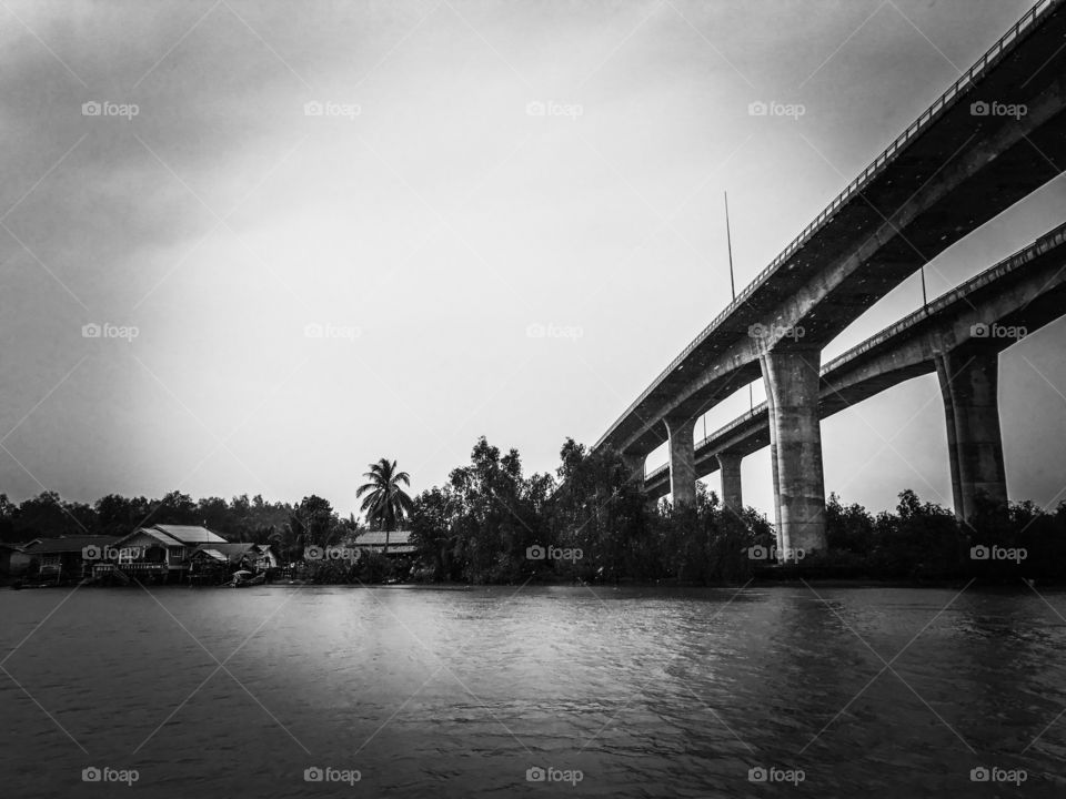 Sri Surat Bridge over the Tapi River in Surat Thani, southern province of Thailand