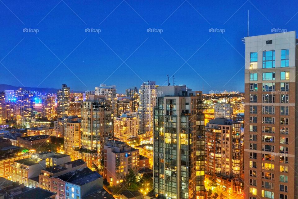 Vancouver's city skyline by night
