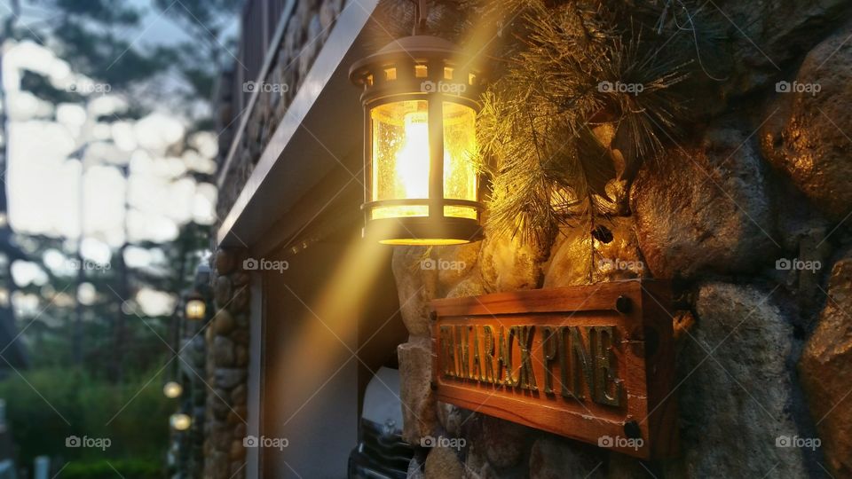 burning light in a lamp