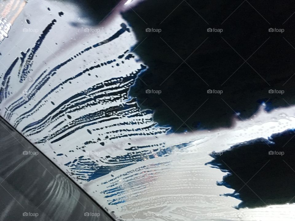 Streaky soap on a windshield 