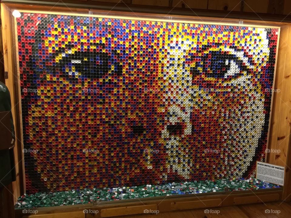 Mural made out of bottle caps 