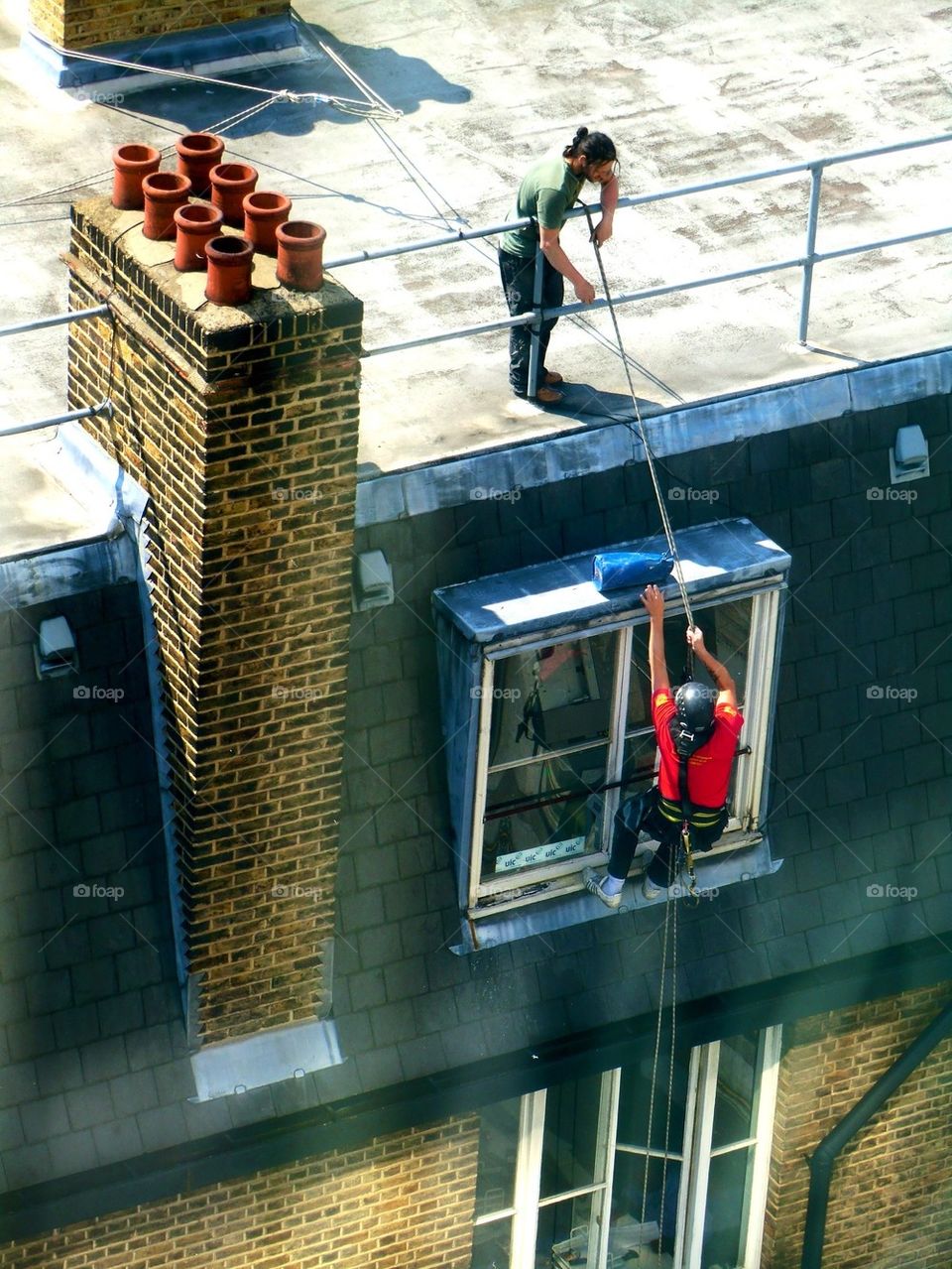 Workers on the roof