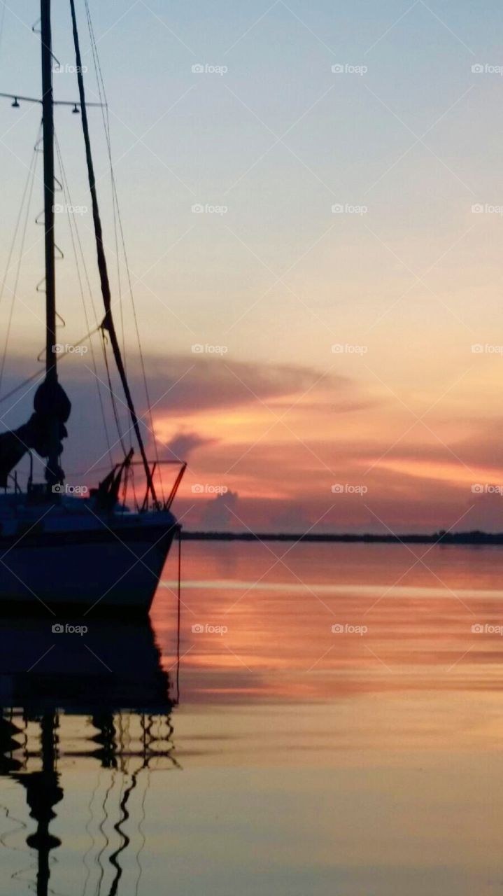 Water, Watercraft, Sunset, Sailboat, No Person