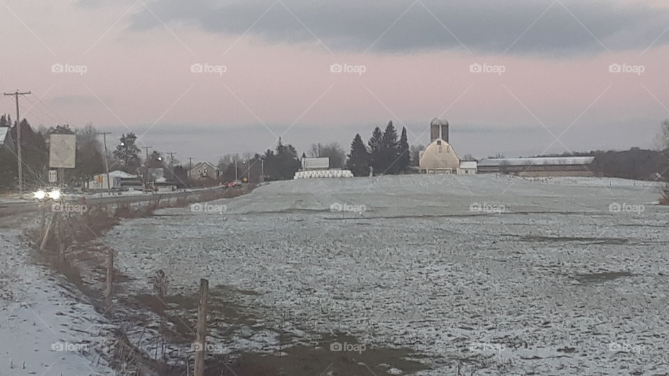 Winter dusk country evening