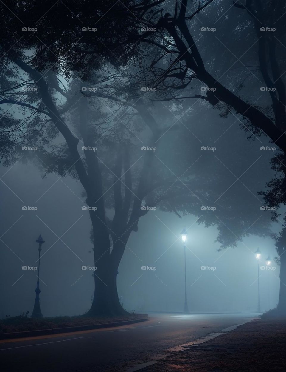 midnight mist streetlights