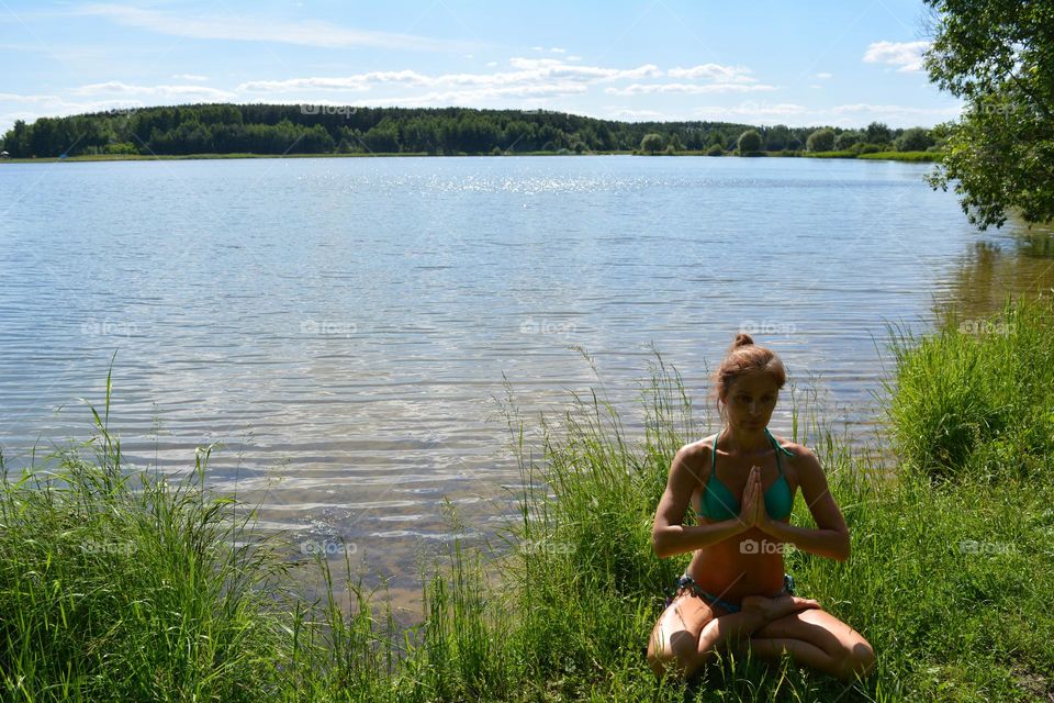 woman meditation outside