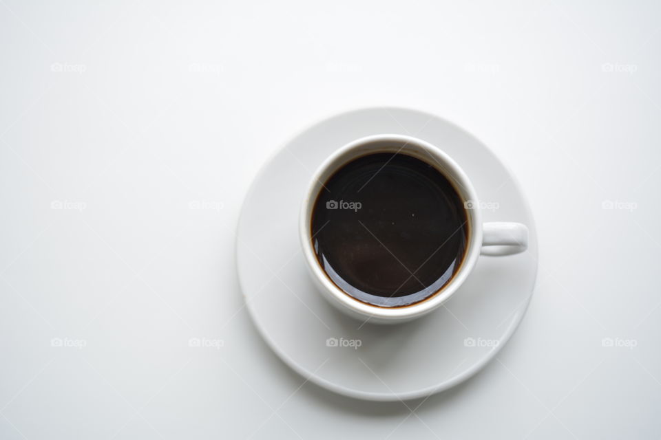 coffee cup top view on a white background