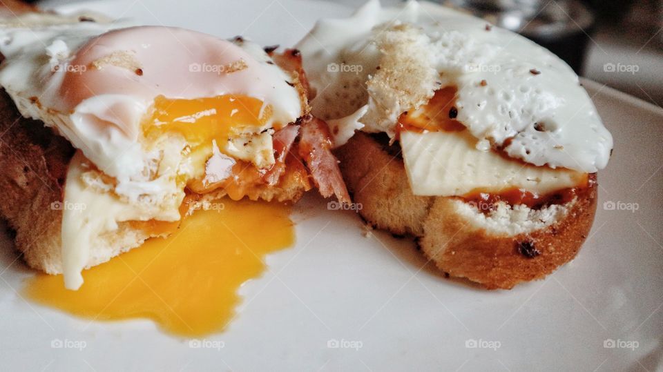 Breakfast with bacon and eggs