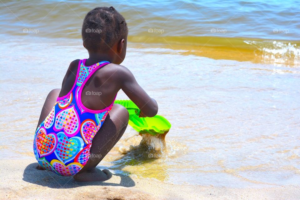 Playing at the beach