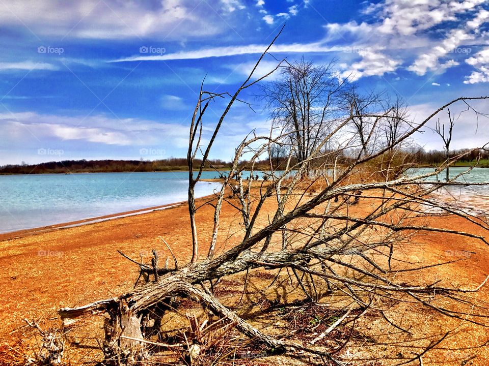 Beautiful lake peninsula in Indiana. 