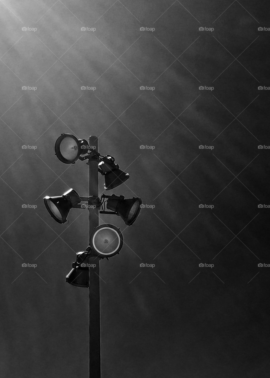 Moody, flood lamps  black and white minimalistic 