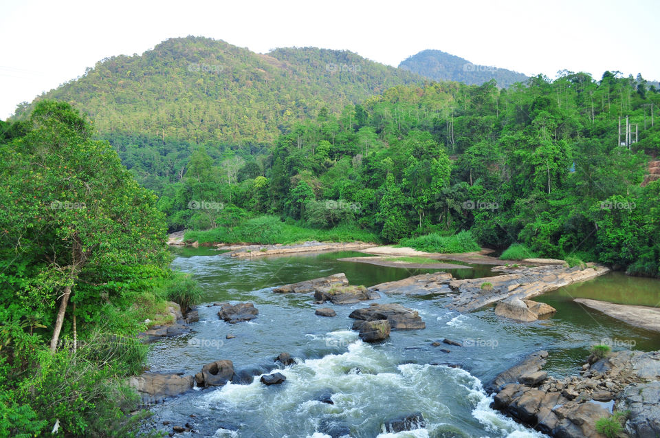 A landscape with the kelani river located in kitulgala town in sri lanka
