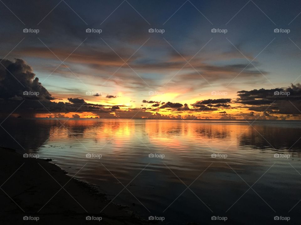Sunset reflecting over the Pacific Ocean, Saipan